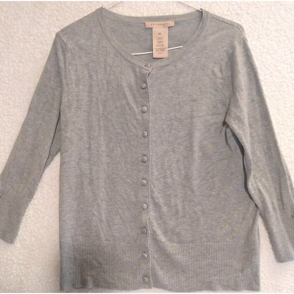Philosophy Womens  Size Small Sleeve Gray Button Up Sweater